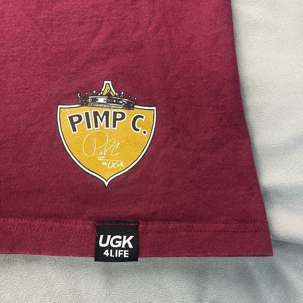 Vintage UGK 4 Life Pimp C T-Shirt Mens 2XL Burgundy Algierz Rap Streetwear - Picture 8 of 10